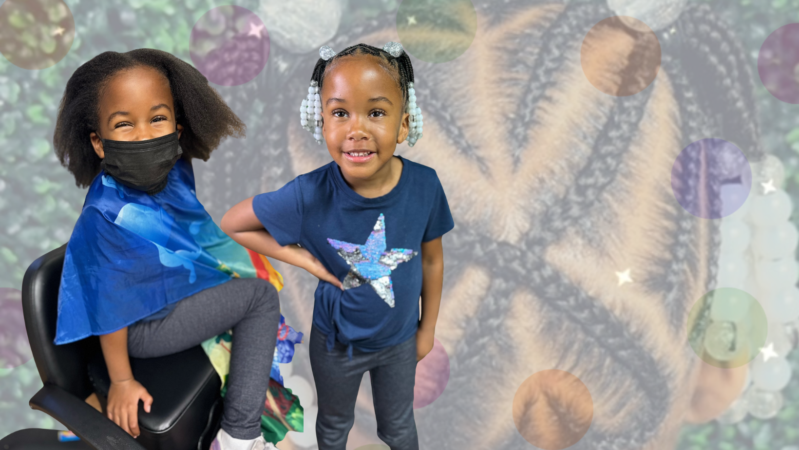 little black girl with cornrow braids and beads