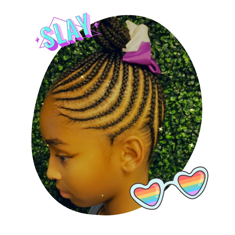 little young black girl with small braids and bow in greensboro nc